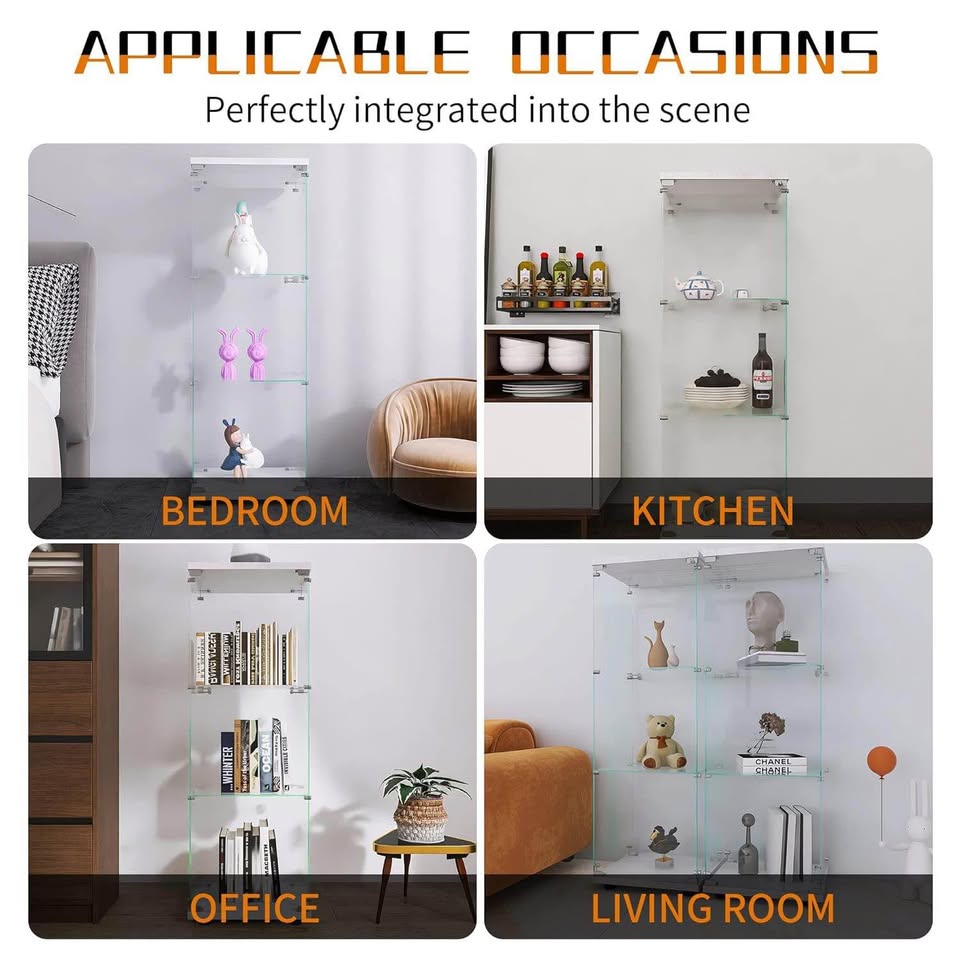 Beauty4U 4 layer white One-Door Glass Display Cabinet, White Curio Cabinets