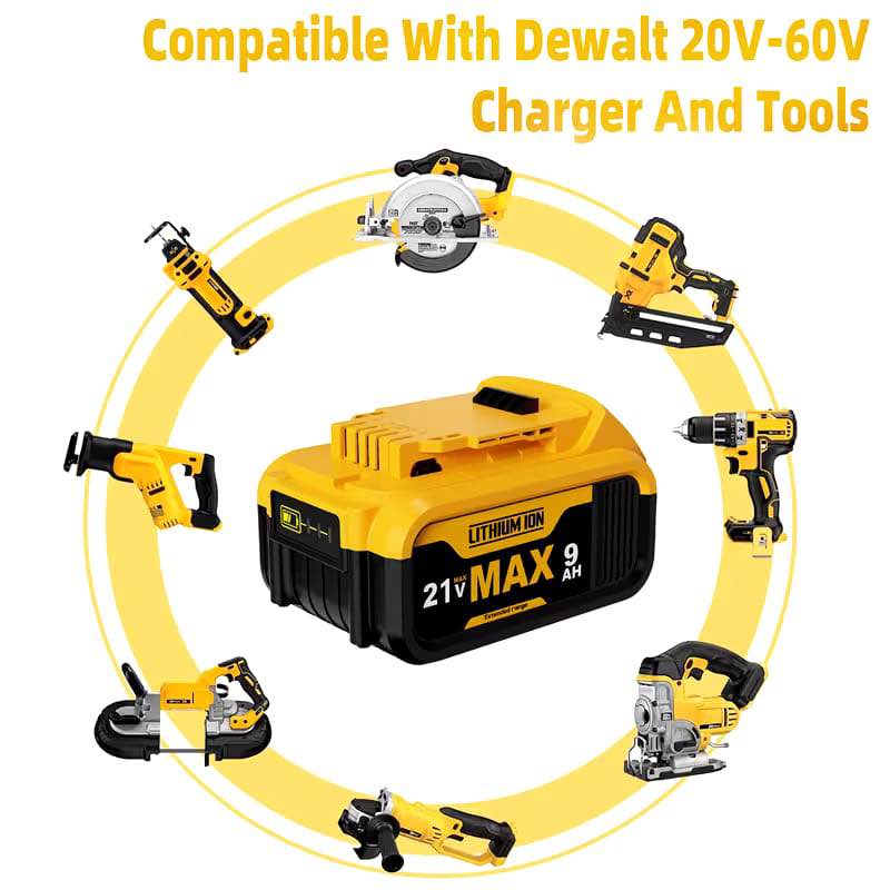 21V 9Ah Lithium-Ion Battery Replacement For Dewalt - Compact XR Design, High-Capacity Power