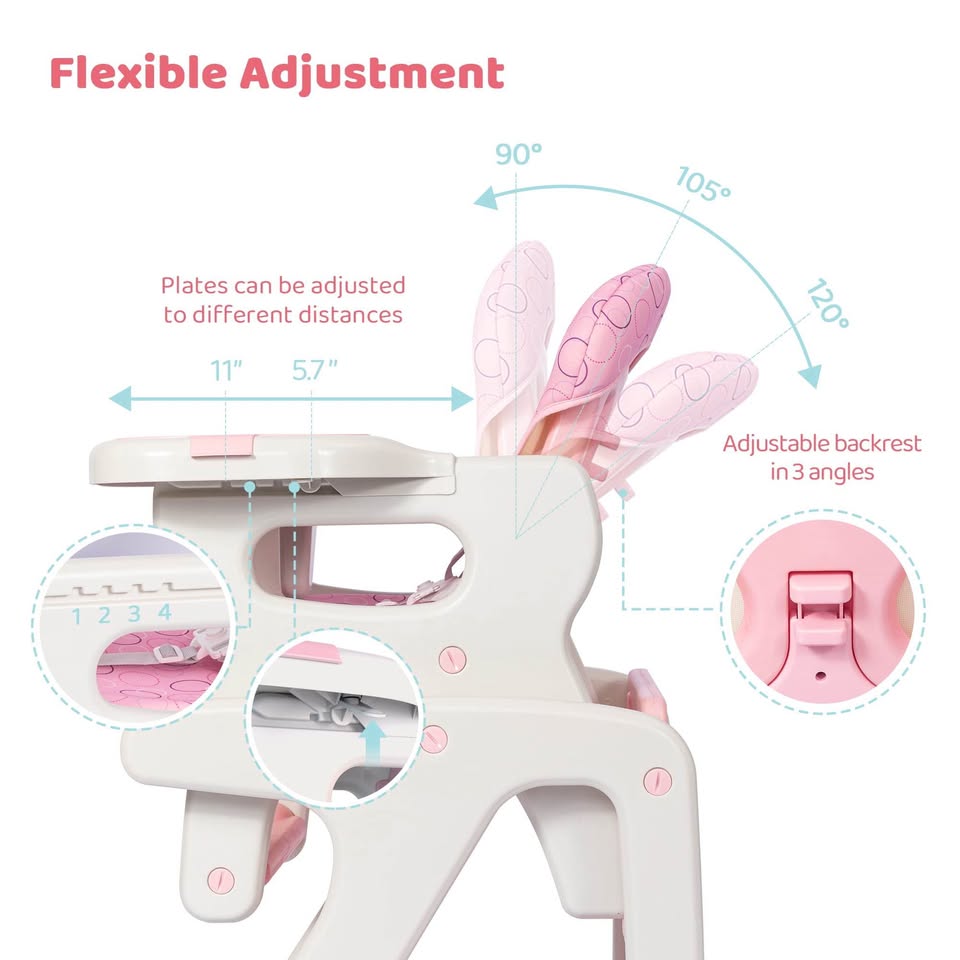 Brand new Green and pink Sejoy 3 in 1 Baby High Chair Convertible Play Table Seat Booster Toddler