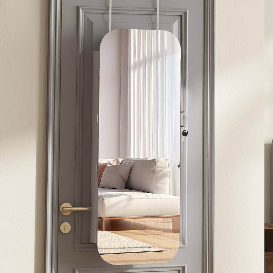 soges Jewelry Cabinet with Full Length Mirror, Lockable Standing Jewelry Armoire Organizer with LED