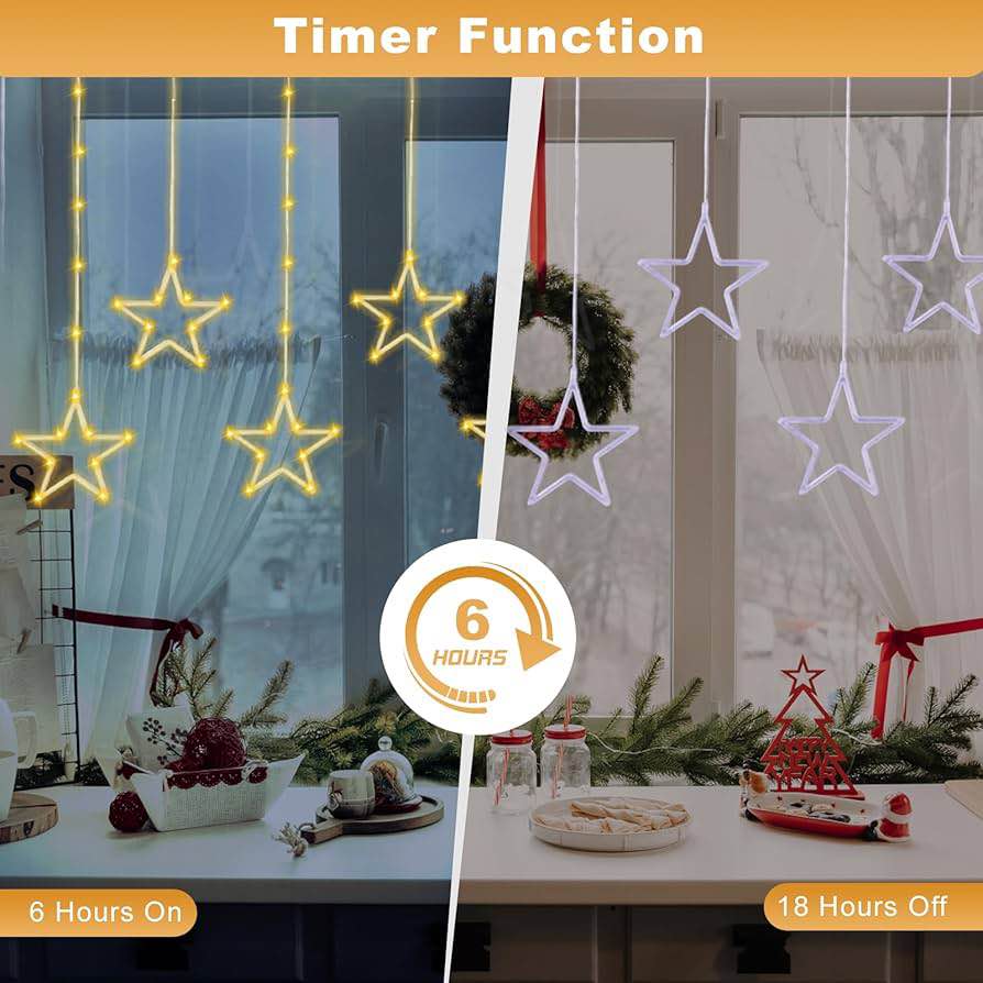 LED Star Curtain String Lights with 8 Modes