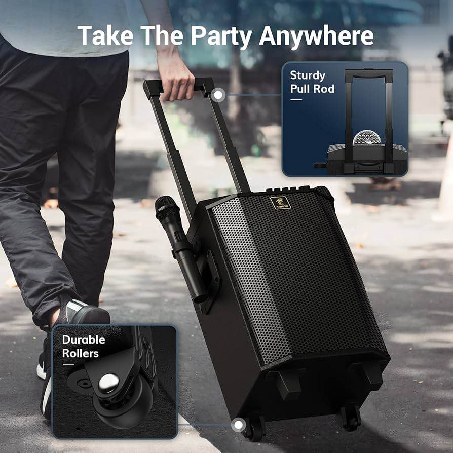 TONOR Karaoke Machine with 2 Wireless Microphones, PA System Portable Bluetooth Singing Speaker