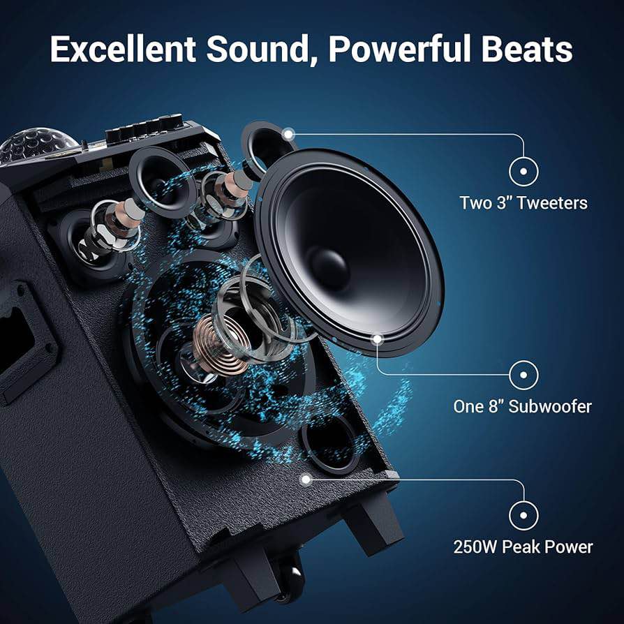 TONOR Karaoke Machine with 2 Wireless Microphones, PA System Portable Bluetooth Singing Speaker