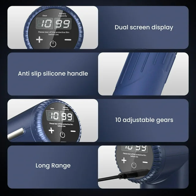 Sejoy Massage Gun, Deep Tissue Percussion Muscle for Pain Relief, Handheld Cordless Mini, Blue