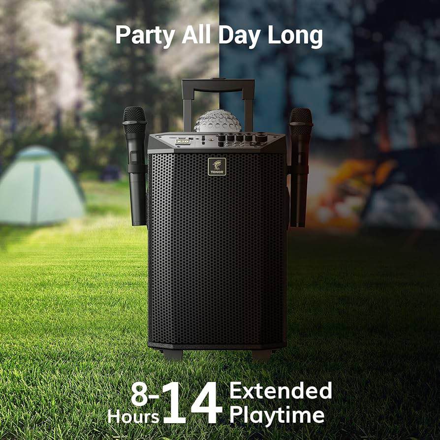 TONOR Karaoke Machine with 2 Wireless Microphones, PA System Portable Bluetooth Singing Speaker