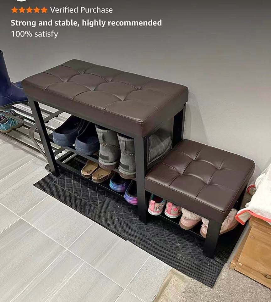Brand new sealed Tiered Shoe Rack Bench with Padded Seat brown black