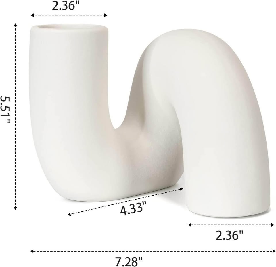White Ceramic Vase for Home Decor Twist Pipe Shaped Modern Vase for Flowers Cute Boho Nordic Minimal
