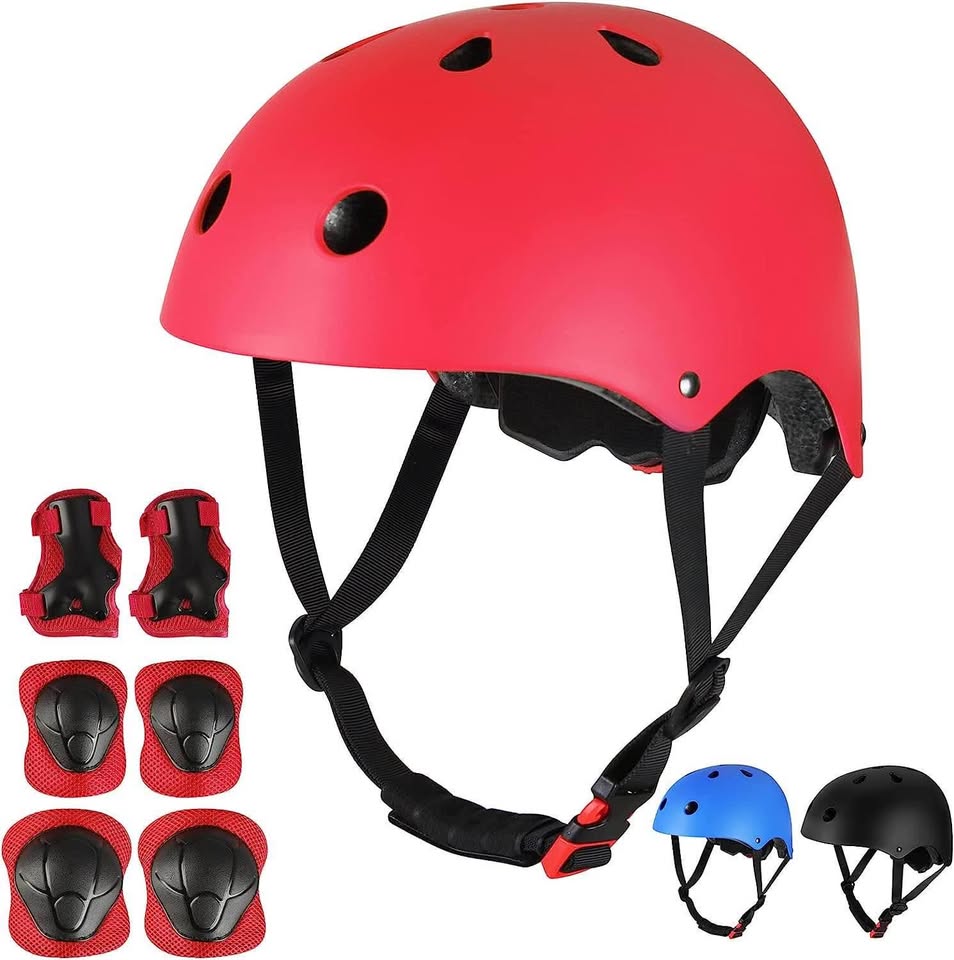 Kids Bike Skateboard Helmet, Helmet and Pads Protect Head Knee Elbow and Wrist,7 Pcs Adjustable Prot