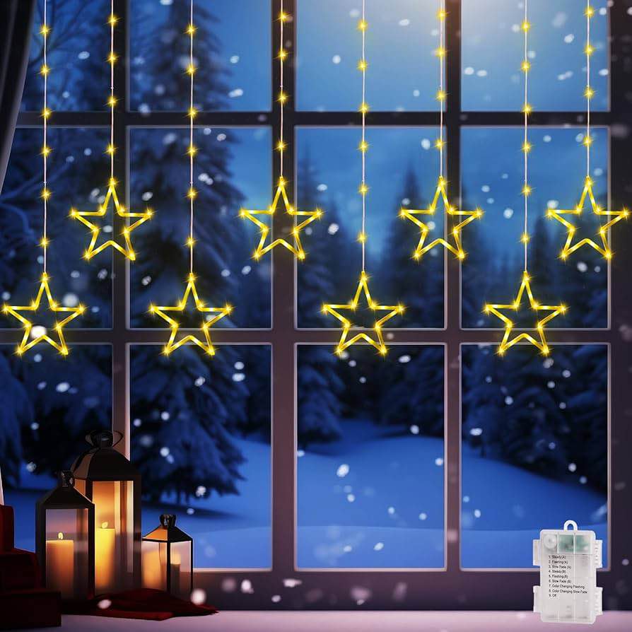 LED Star Curtain String Lights with 8 Modes