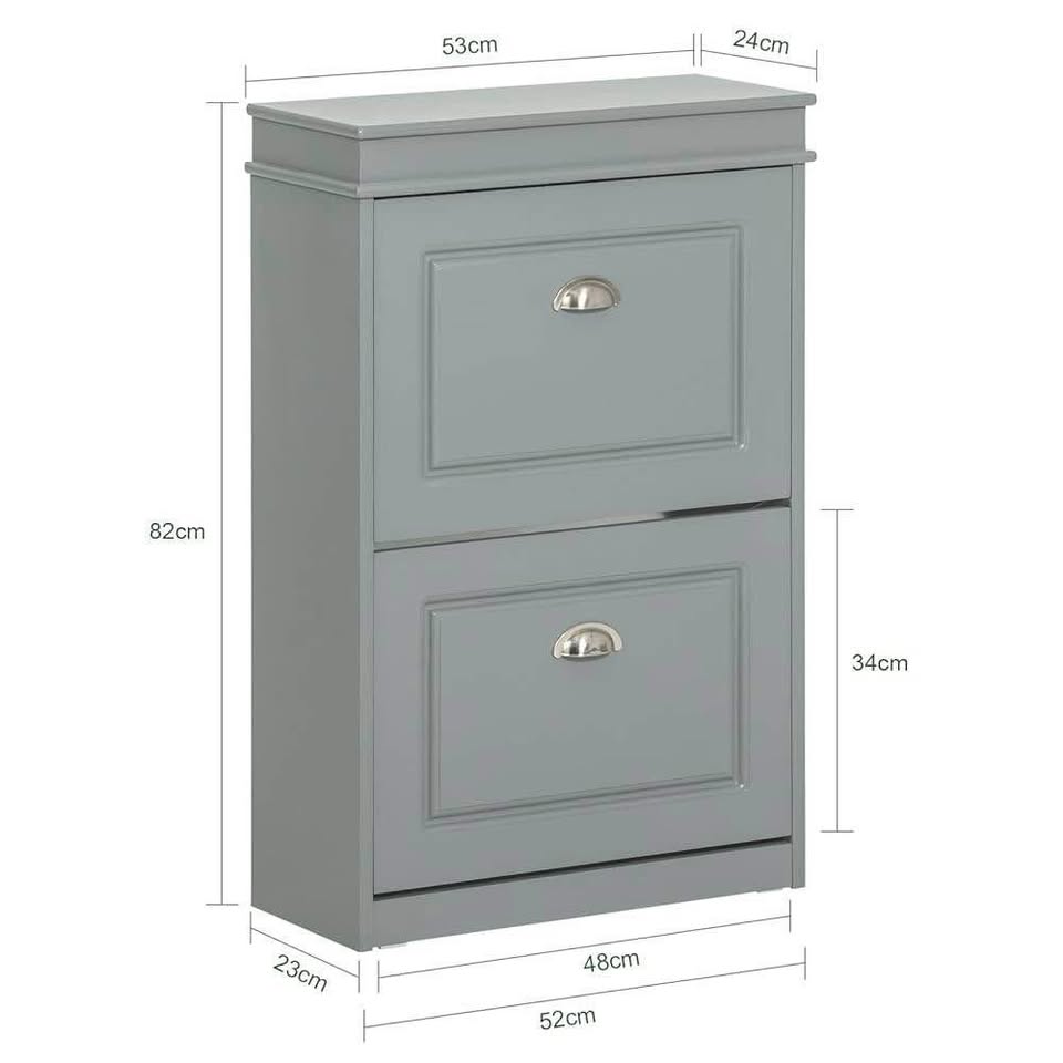 SoBuy Small Shoe Cabinet with 2 Flip Drawers,Shoe Storage Organizer,Shoe Rack for Entrywary,Grey,FSR