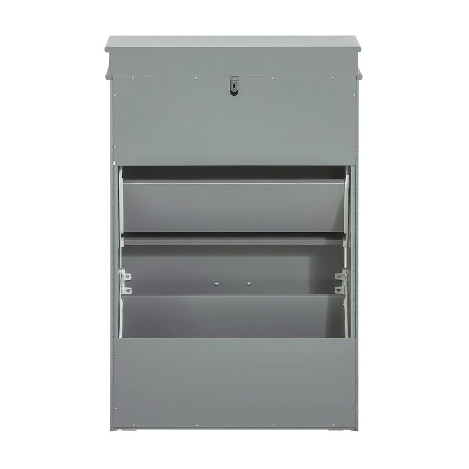 SoBuy Small Shoe Cabinet with 2 Flip Drawers,Shoe Storage Organizer,Shoe Rack for Entrywary,Grey,FSR