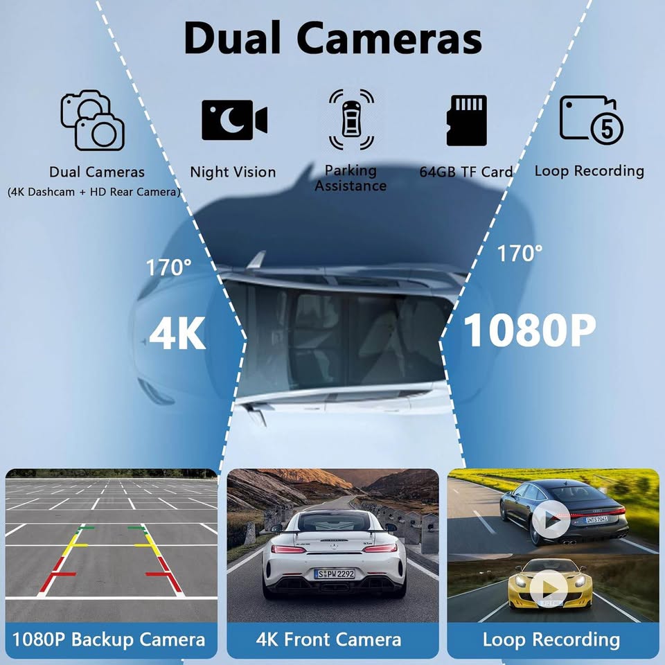 10.26 Inch Wireless Apple Car Play and Android Auto Screen with 4K Dash cam and real camera