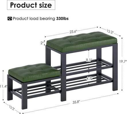Brand new sealed Tiered Shoe Rack Bench with Padded Seat brown black