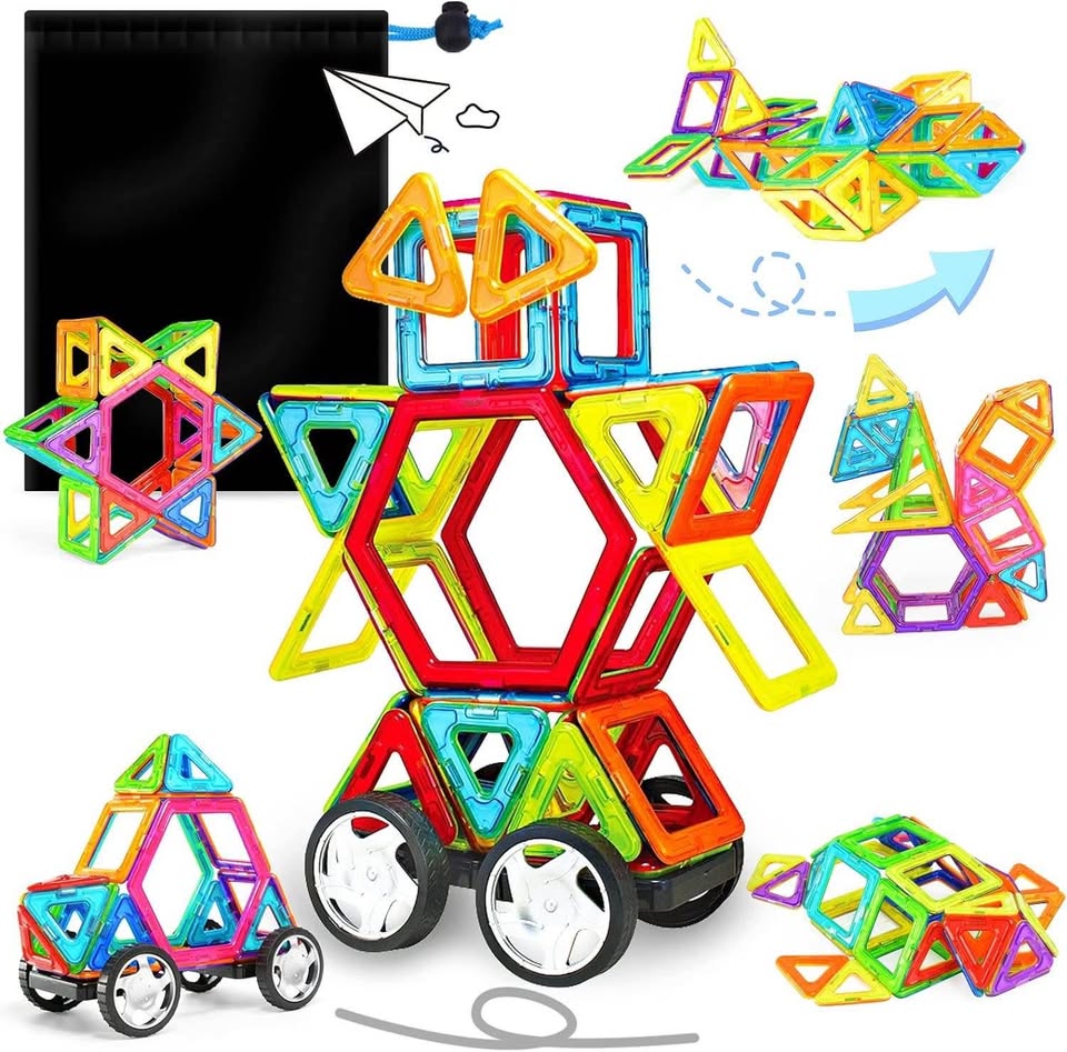 Magnet Tiles, Magnetic Building Blocks Toys for Kids 3 4 5 6 Year Old Girl Boy (46 Piece) Toddler Ki