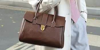 New Leather Handbag Briefcase Top Handle Flap Gold Hardware Shoulder Bag Black Brown
