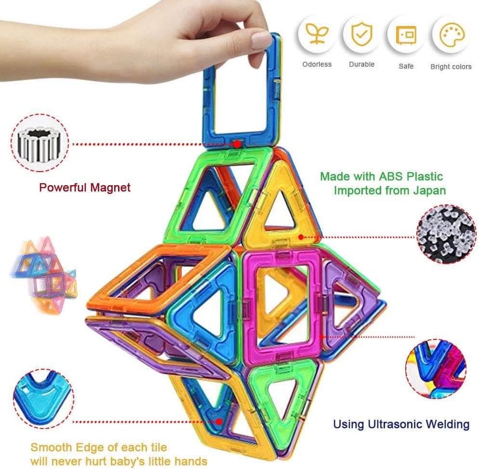 Magnet Tiles, Magnetic Building Blocks Toys for Kids 3 4 5 6 Year Old Girl Boy (46 Piece) Toddler Ki