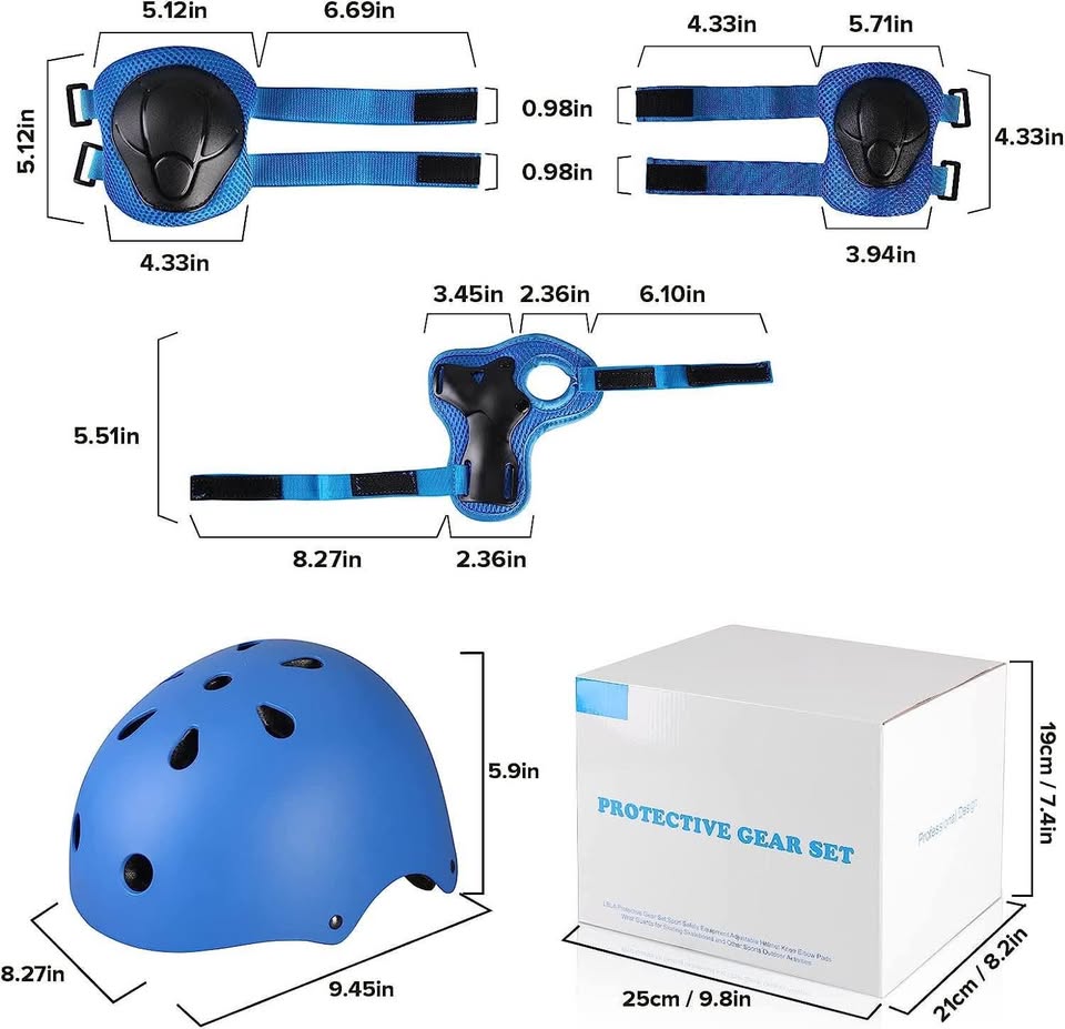 Kids Bike Skateboard Helmet, Helmet and Pads Protect Head Knee Elbow and Wrist,7 Pcs Adjustable Prot