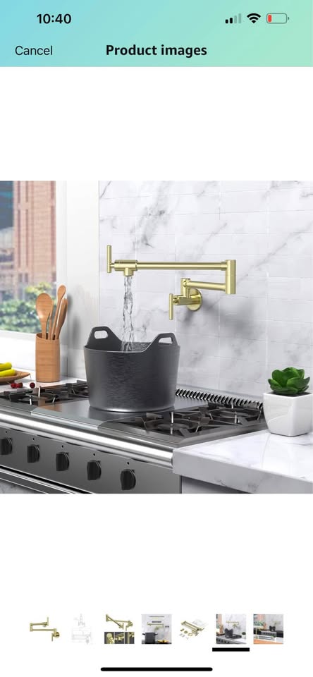 Certified NIREU Pot Filler Faucet Wall Mount Brushed Gold Folding Stretchable Brass Kitchen Faucet