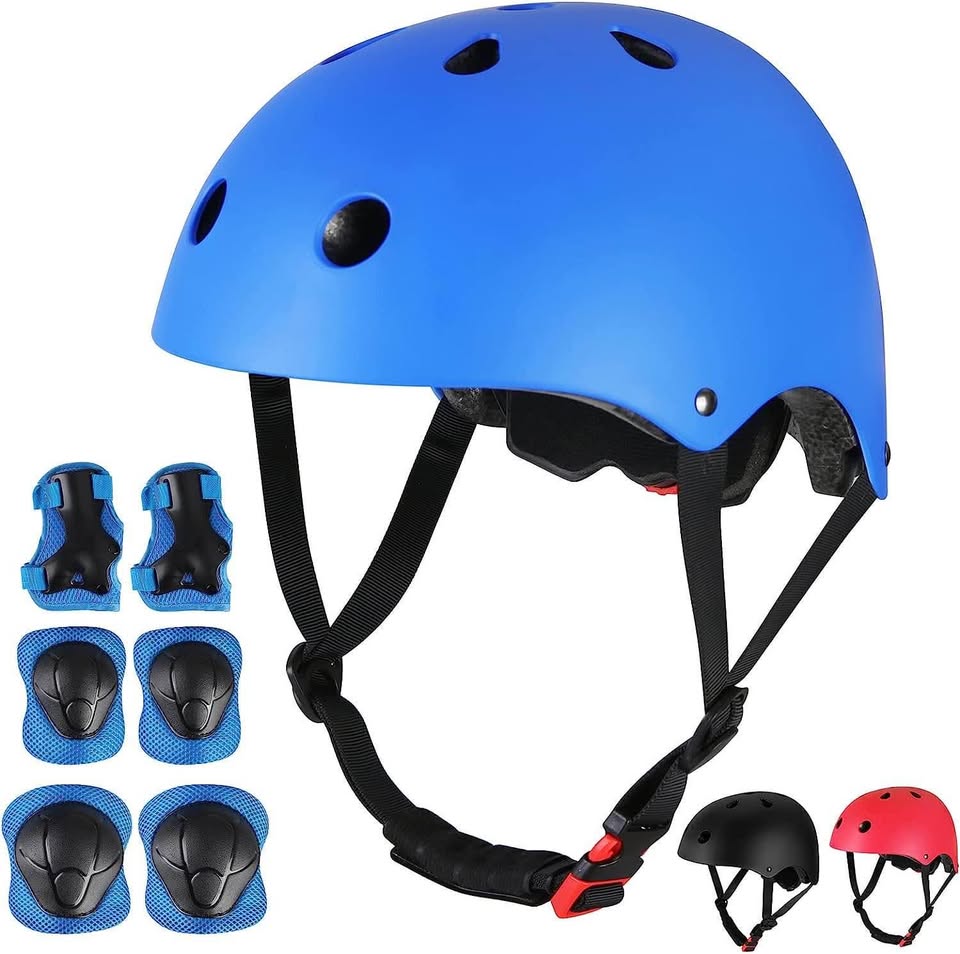 Kids Bike Skateboard Helmet, Helmet and Pads Protect Head Knee Elbow and Wrist,7 Pcs Adjustable Prot