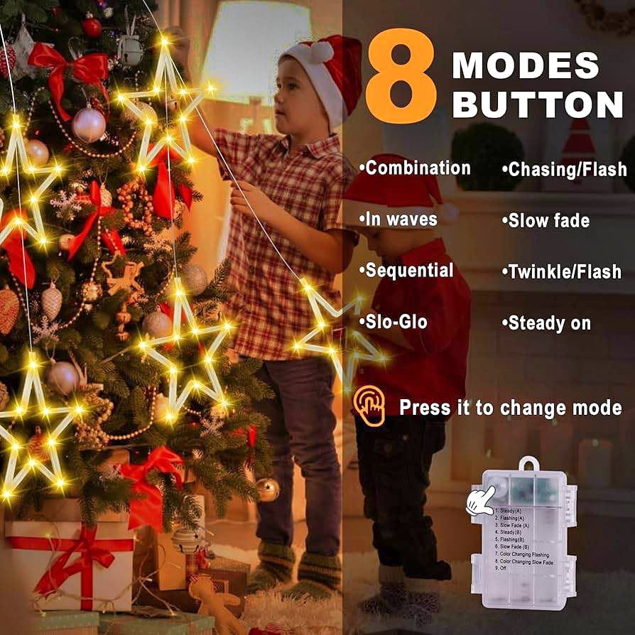LED Star Curtain String Lights with 8 Modes