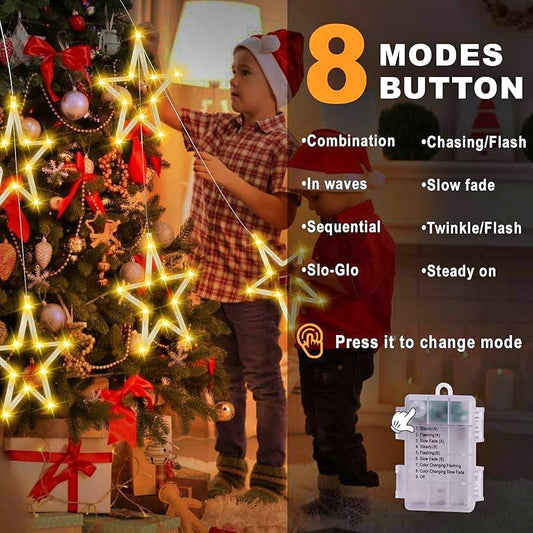 LED Star Curtain String Lights with 8 Modes