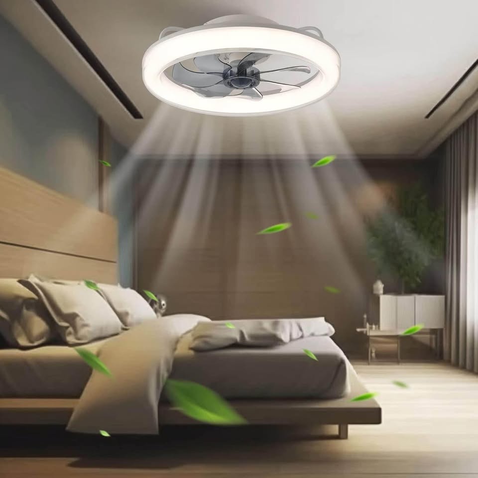 CHANFOK 20'' Low Profile Ceiling Fan with Light, Flush Mount Ceiling Fan with Dimmable Lights