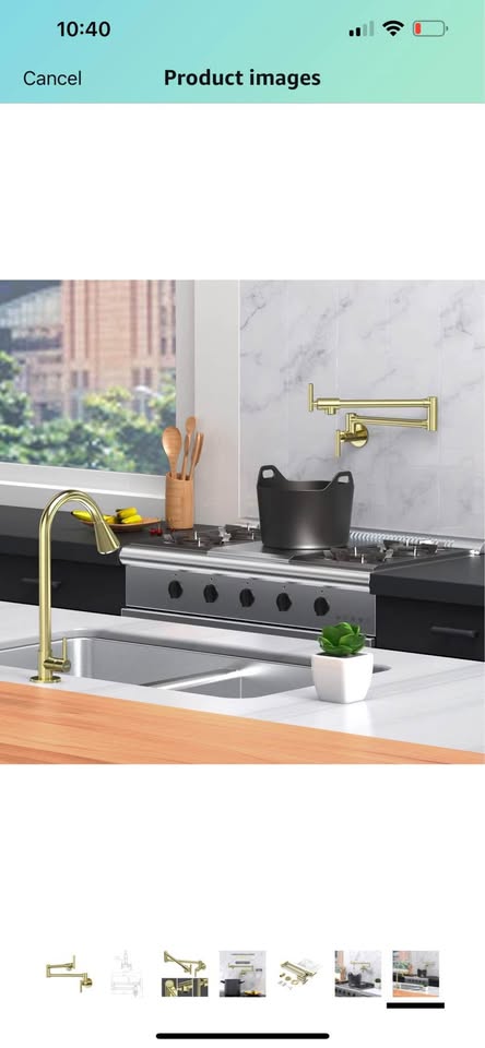 Certified NIREU Pot Filler Faucet Wall Mount Brushed Gold Folding Stretchable Brass Kitchen Faucet