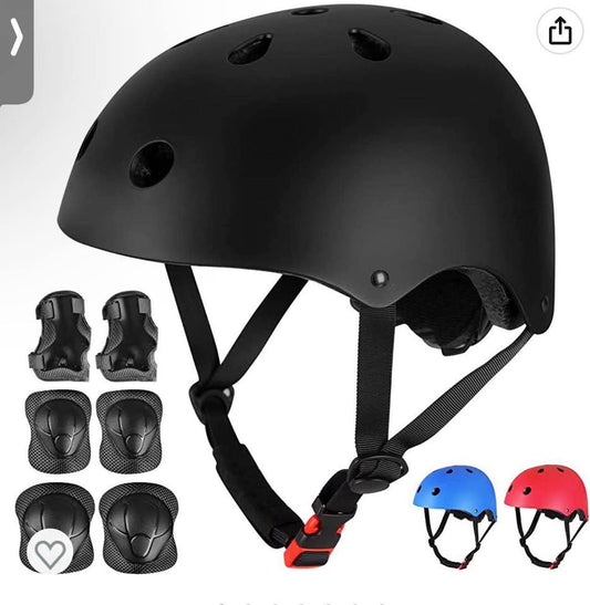 Kids Bike Skateboard Helmet, Helmet and Pads Protect Head Knee Elbow and Wrist,7 Pcs Adjustable Prot