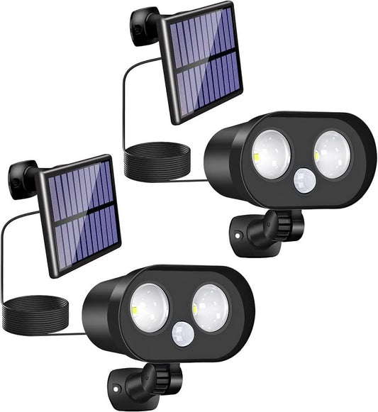 2 pack Solar Motion Sensor Light Outdoor, IP65 Waterproof Solar Security Light, Motion Detected