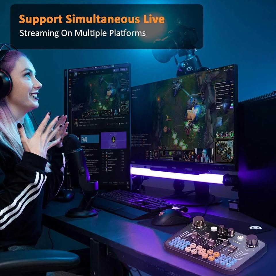 Mixer Podcast Soundboard Equipment Bundle With Bluetooth Voice Changer DJ Controller for Live Strea