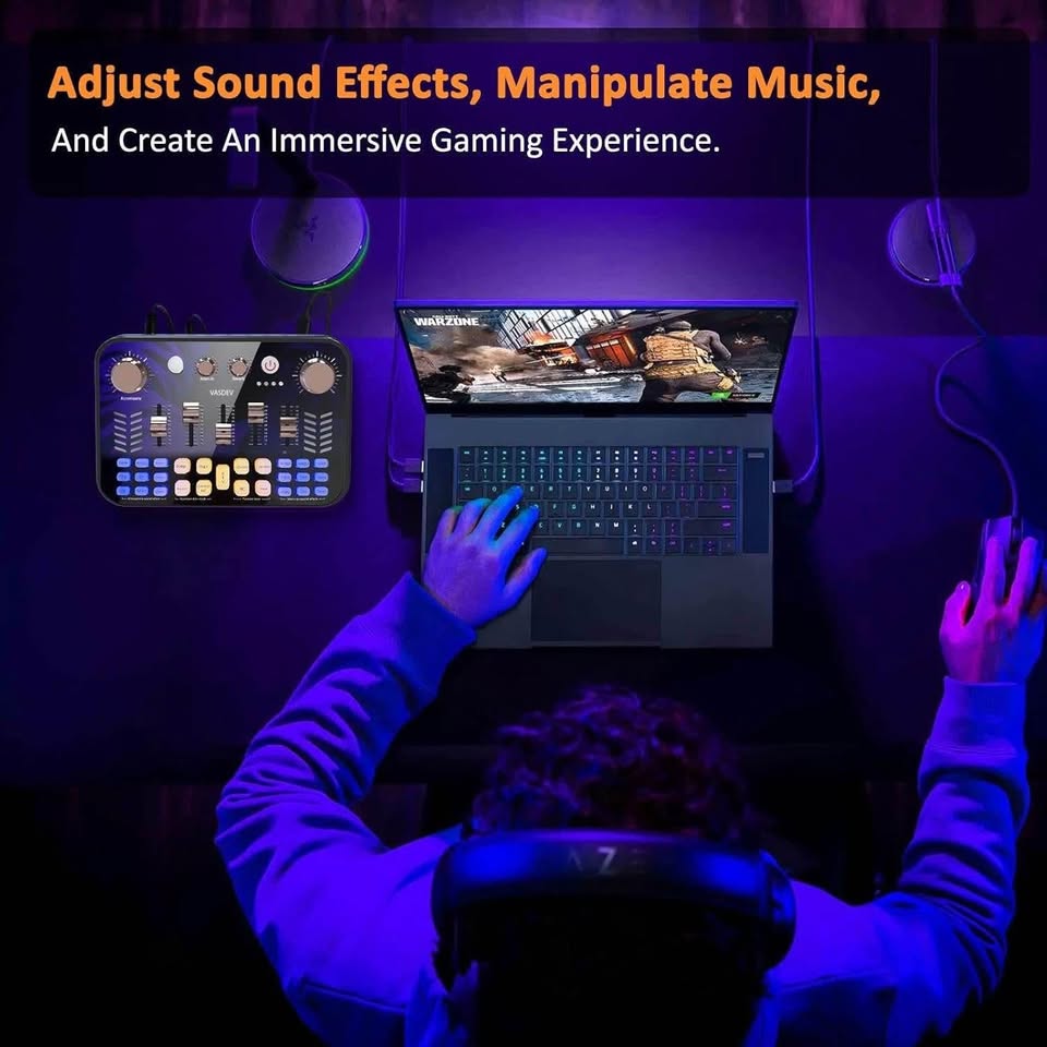 Mixer Podcast Soundboard Equipment Bundle With Bluetooth Voice Changer DJ Controller for Live Strea