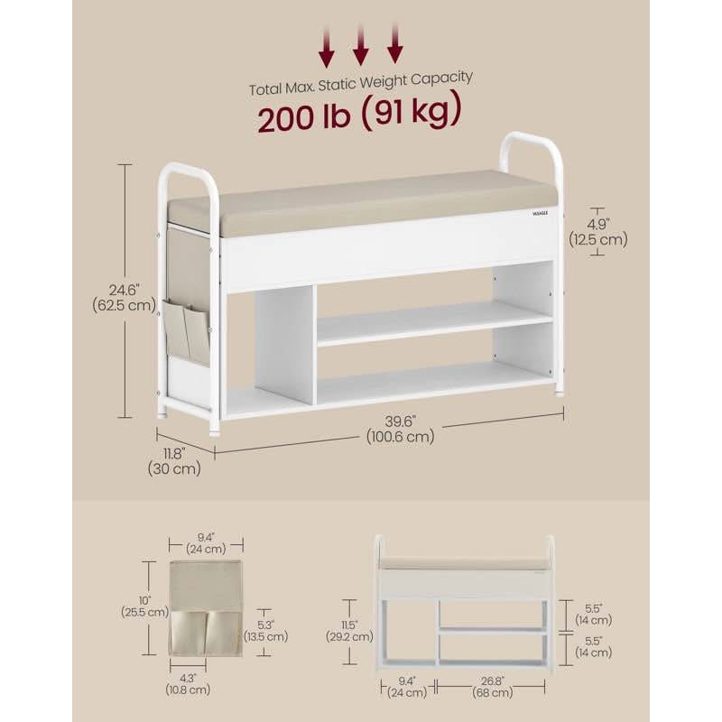 Brand new sealed 8 Pair Shoe Storage Bench with Hidden Storage
