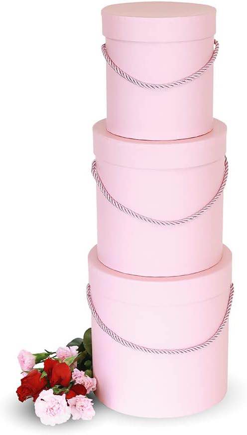 Premium Quality Round Flower Box, Gift Boxes for Luxury Flower and Gift Arrangements, Set of 3 pcs