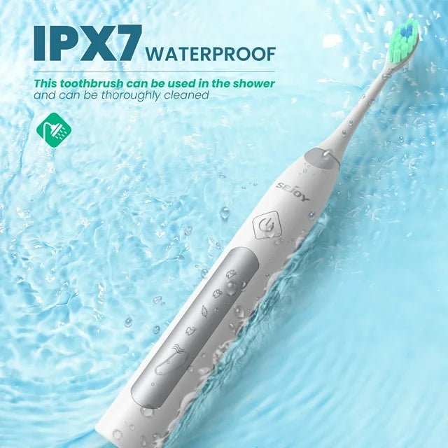 Sejoy 声波电动牙刷，成人儿童通用，10 个刷头，5 种模式，智能定时器，防水