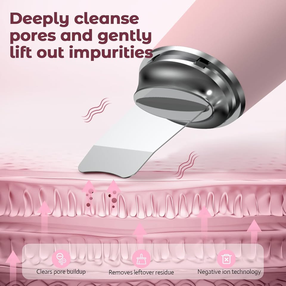 Face Scrubber Silicone Facial Cleansing Brush, 2 in 1 Electric Exfoliator Scrubber & Skin Spatula Pore Cleaner Blackhead Remover Tools, Waterproof Face Brush Exfoliating Deep Cleaning Massager, Pink