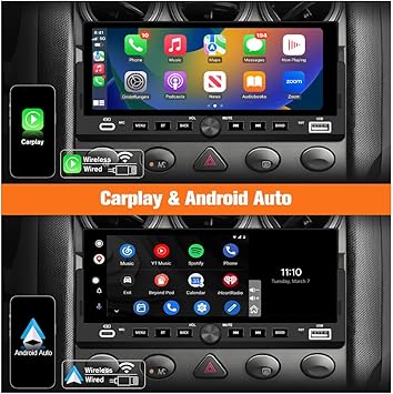 Single Din Car Stereo, 6.86 Inch CarPlay & Android Auto HD IPS Touchscreen Radio with Bluetooth with Backup Camera, Support USB Type-C Charging/USB/Mirror Link/Microphone/FM/EQ