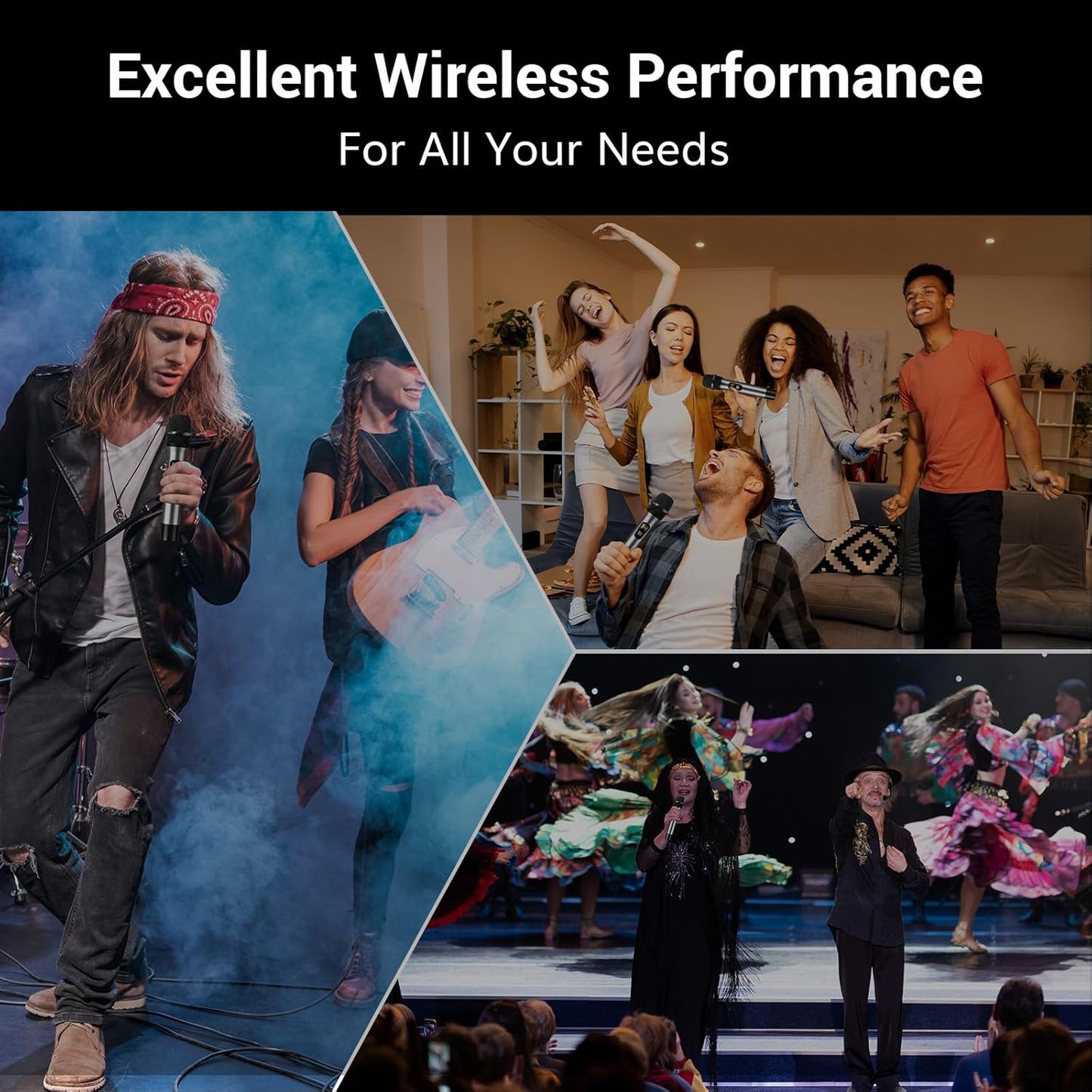 TONOR TW840 Wireless Microphones System, 4 Dynamic Handheld Mics with Receiver