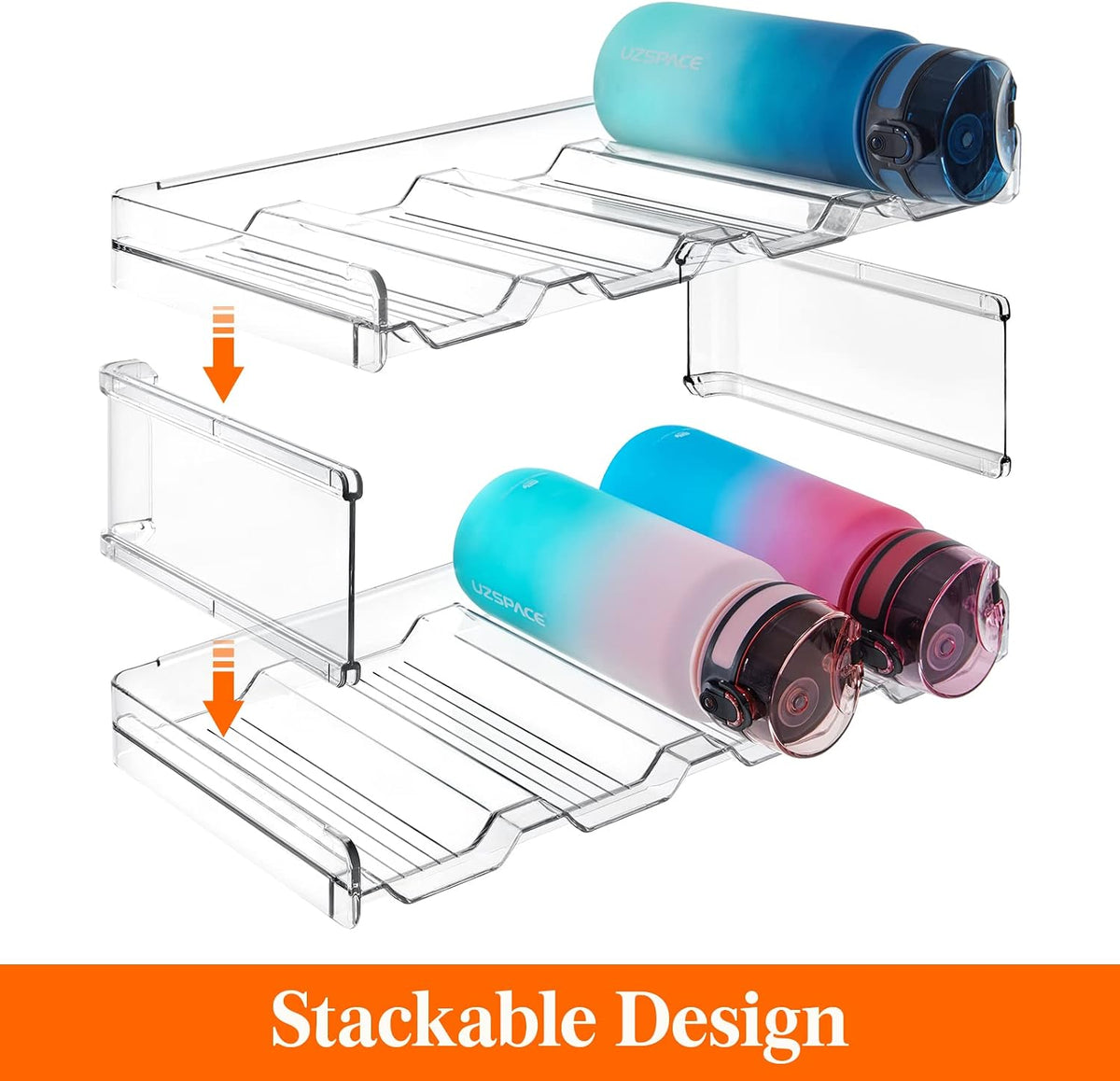 Stackable Water Bottle Organizer, 4-Tier, Holds 12 Bottles