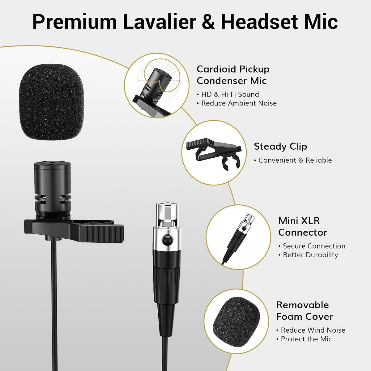 TONOR UHF Wireless Microphones System with Bodypack Transmitter, Headset/Lavalier Lapel Mics, Receiver, 4 * 10 Channels, 295ft Range for Karaoke, Singing, Church, Party, PA Speaker Mixer Recording
