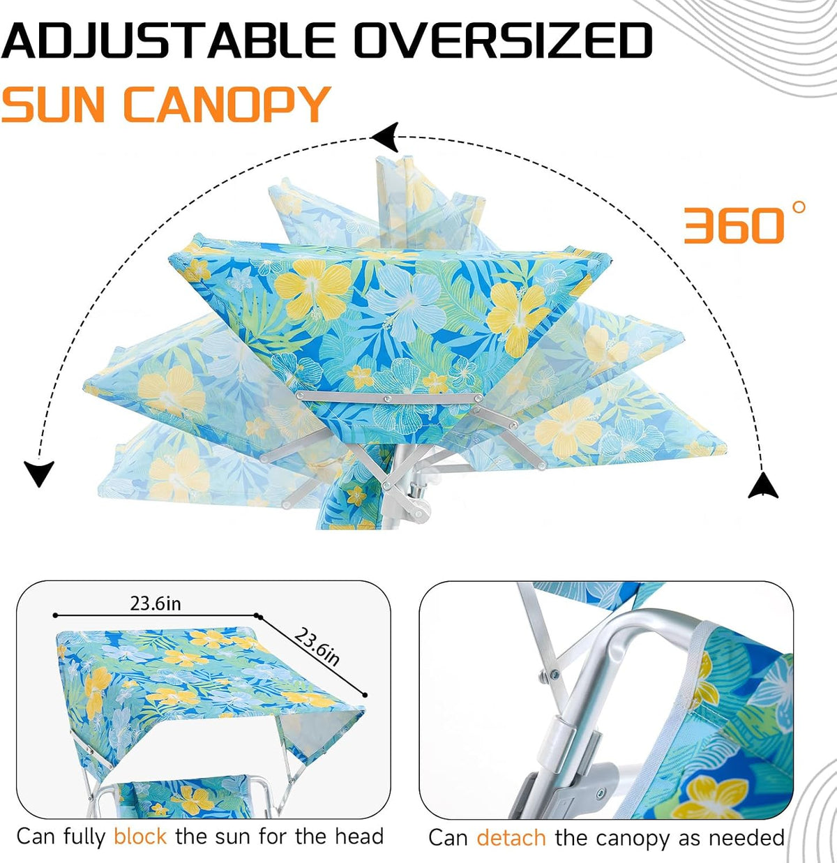 Backpack Camping Beach Lounge Tanning Chair with Canopy & Face Hole