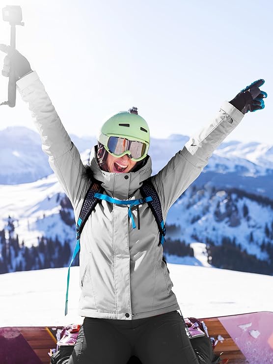 FREE SOLDIER Women's Waterproof Ski Snow Jacket Fleece Lined Warm Winter Rain Jacket with Hood