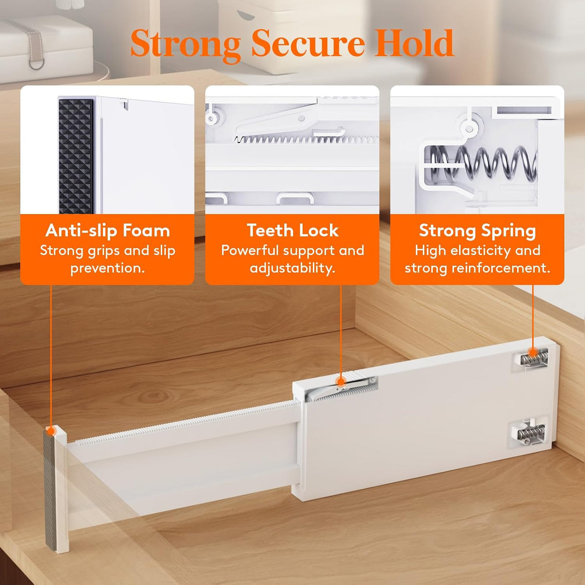 Adjustable Drawer Dividers, 4" High 10.9-16" Long, 5/8/14 Pack
