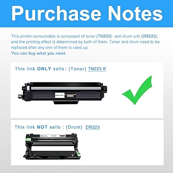 LCL 兼容 Brother TN223 TN-223 TN223BK TN-223BK 硒鼓（单支装，黑色），适用于 HL-L3210CW HL-L3230CDW HL-L3270CDW HL-L3290CDW MFC-L3710CW MFC-L3750CDW MFC-L3770CD HL-L3230CDN 