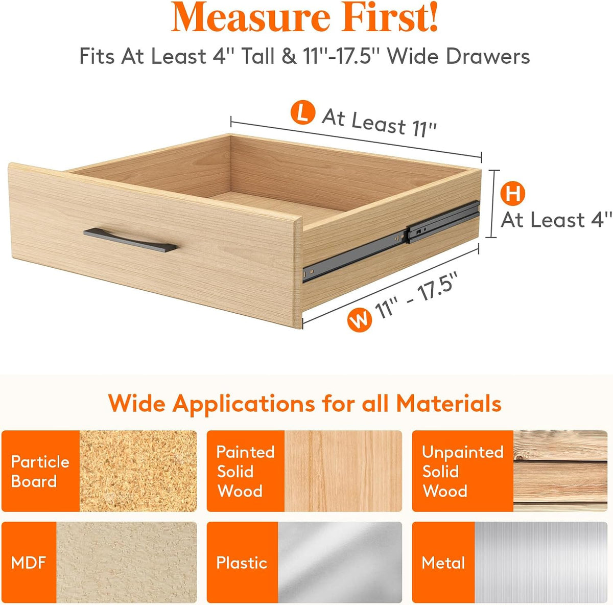 Adjustable Drawer Dividers, 4" High 10.9-16" Long, 5/8/14 Pack