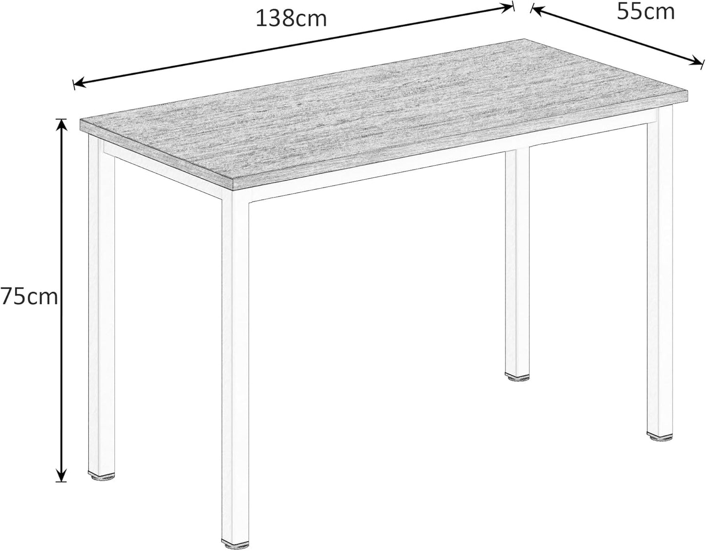 Computer Desk, 55 inches Office Desk Computer Table Study Writing Desk Workstation for Home Office, Black