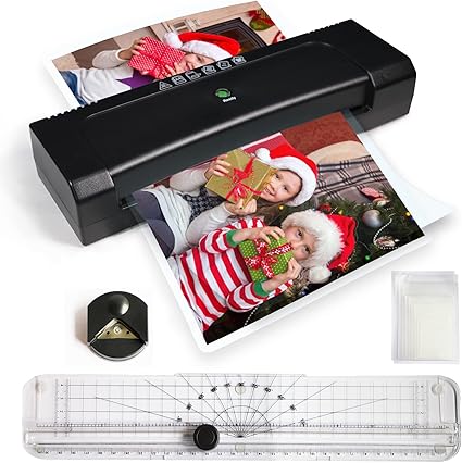 Laminator 9-inch Thermal Laminator with Laminating Sheets 10pcs, with Paper Cutter and Corner Rounder,with 2-Min Faster Preheat,Mini Personal Lamination Machine withr for Teacher Home