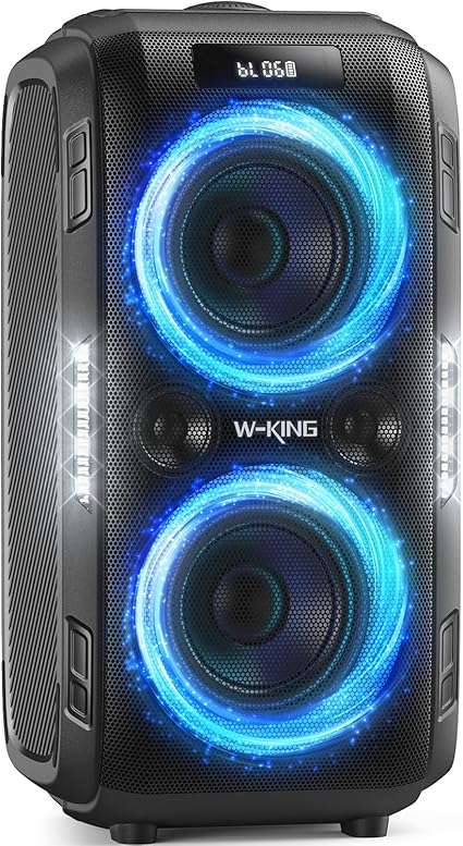 T9 Pro, W-KING 270W PEAK Bluetooth Speaker Wireless Portable Loudest Party Boom Box Haut Parleur Bluetooth/Massive 125dB/12 Custom Bass, 2*6.5'' Woofers-Super Bass/IPX5/MIC&GTR in/USB/TF/AUX,Removable Battery