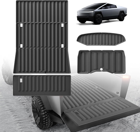 Tesla Cybertruck Floor Mats 3 Sets(Truck Bed Mat+Rear Lower Mat+Frunk Mat) - Custom-Fit TPE All-Weather Cargo Liners, Anti-Slip Design for 2024+ Models, Durable and Odorless Accessories