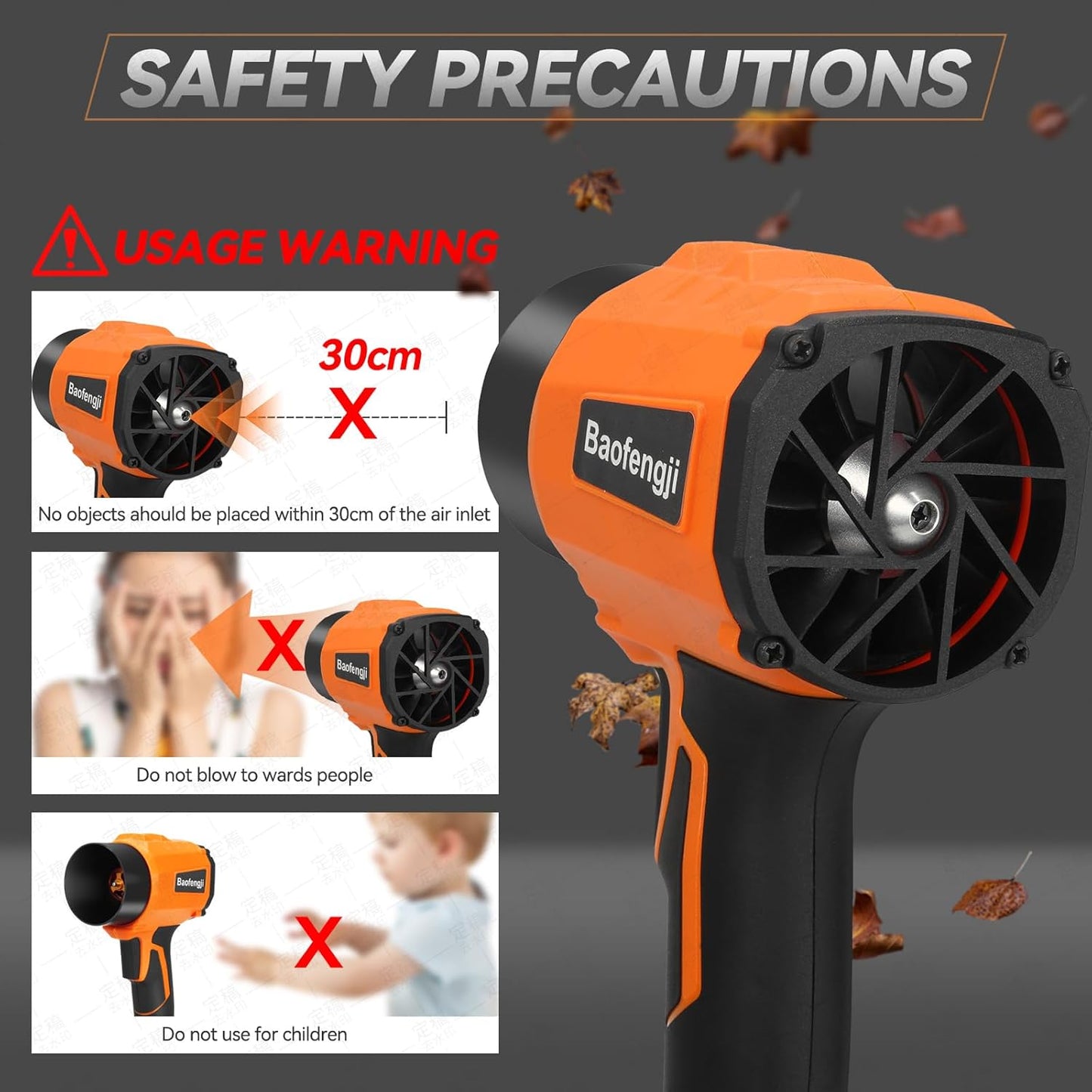 Jet Dry compresse air Duster Jet Dry Mini Blower Turbo Fan Electric air Duster for car Mini Turbo Jet Fan Blower Computer Keyboard Cleaning Garden by 2PCS Batteries (brushless Motor) (Orange)