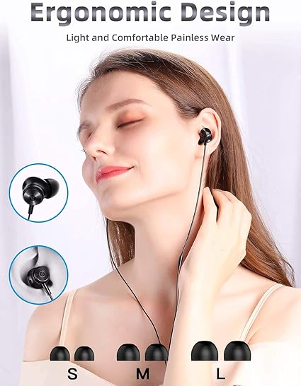 Wired Earphones in-Ear Earbud Headphones with Microphone, Bluedio Li Pro Noise Isolating Headphones Volume Control for PC Laptop with 7.1 Channel Sound Card Driver for All 3.5mm Interface Devices